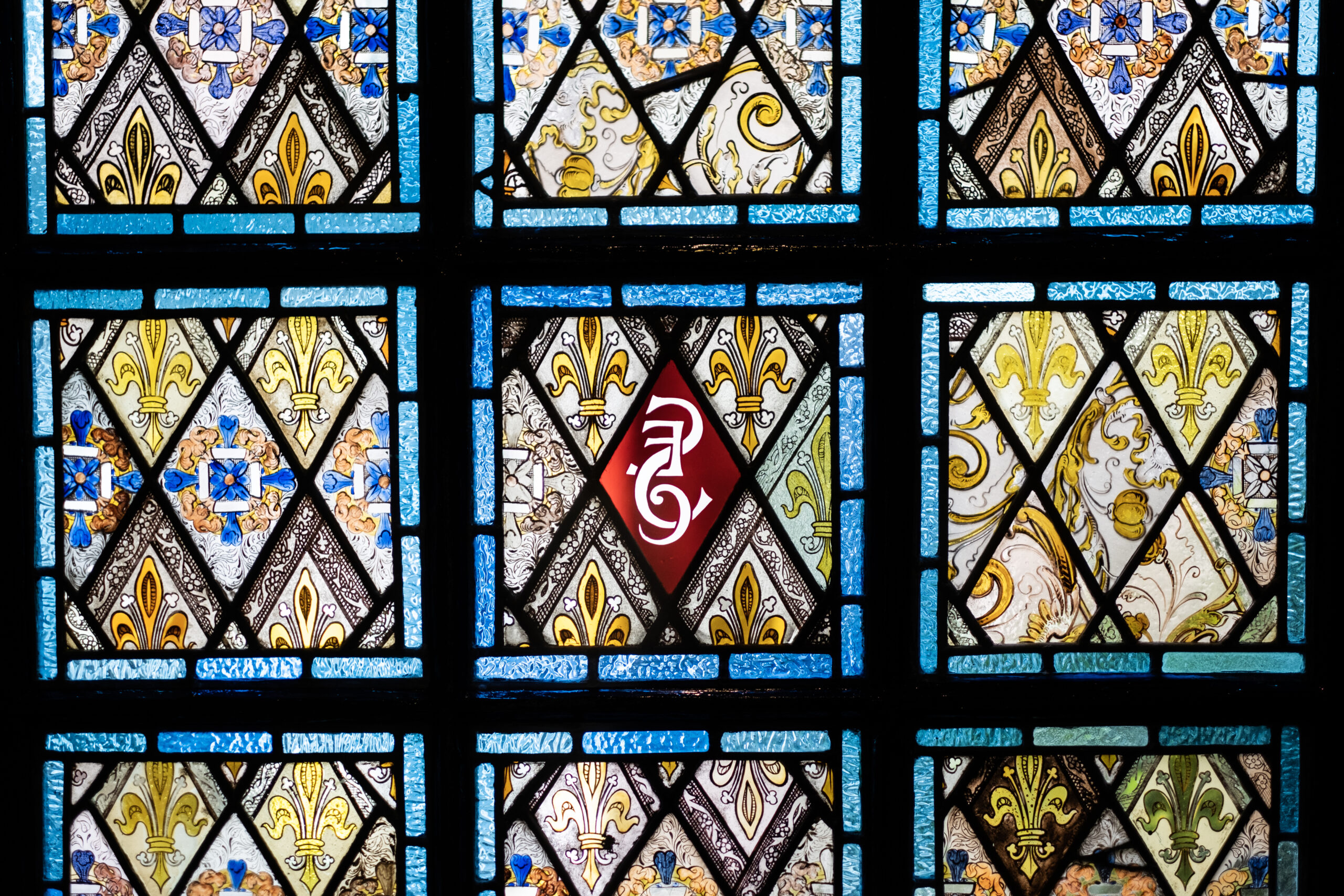 A stained glass window at Mountford Chambers