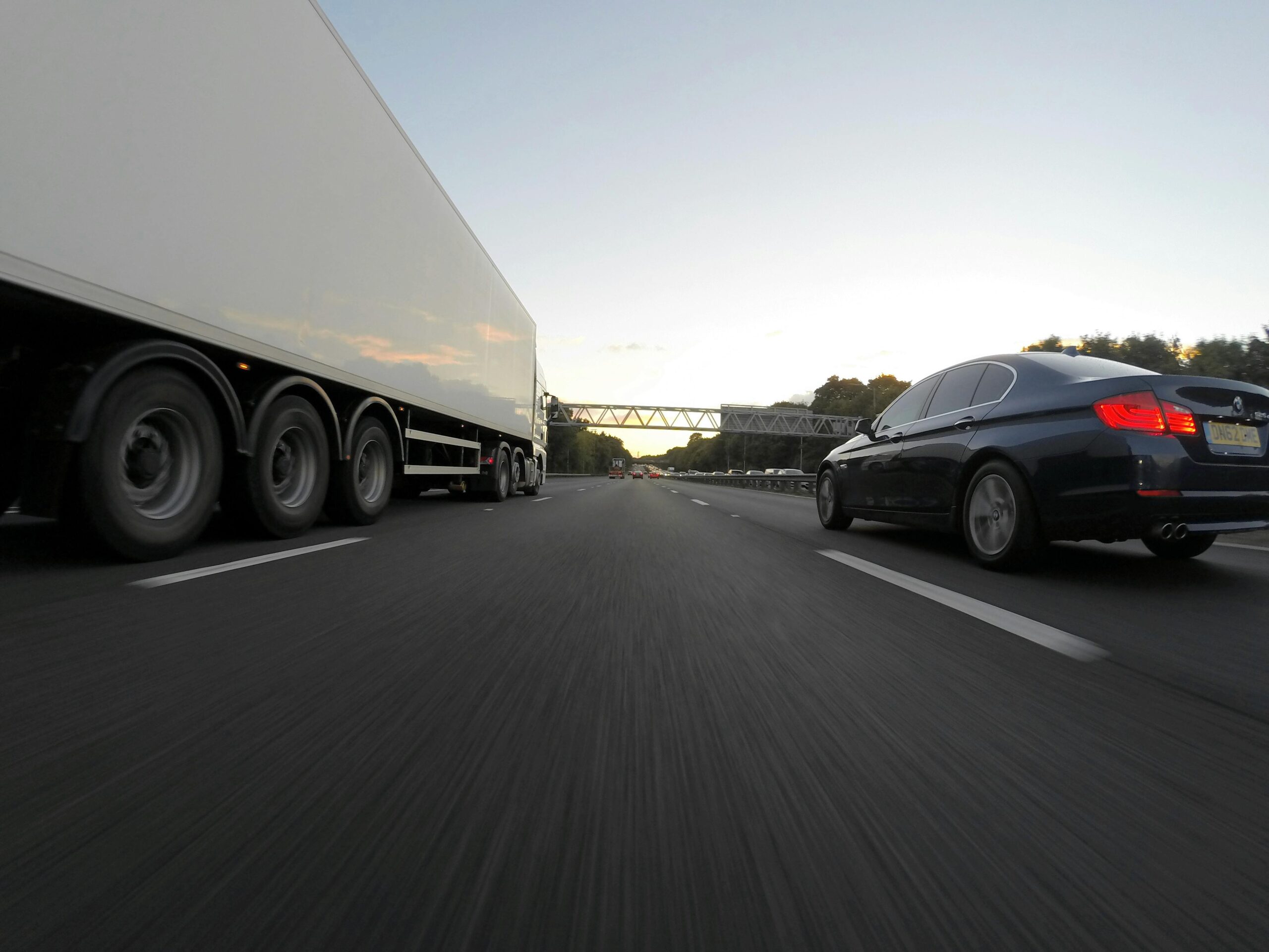 Close up of a lorry on the motorway